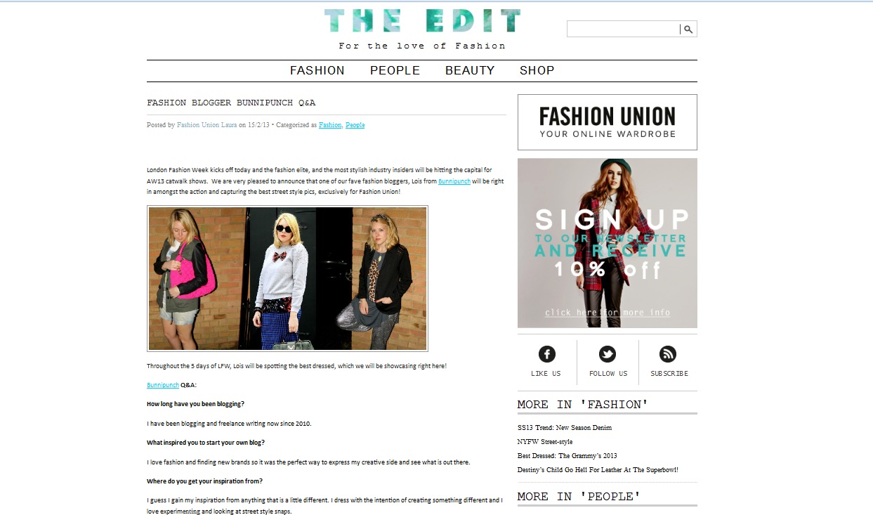 Fashion Union The Edit Q & A